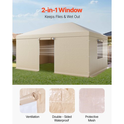 Vinterpaviljongöverdrag passar 3,68 x 4,9 m paviljonger med hård tak, allväderspaviljongöverdrag med sidoväggar och fönster, högdensitets PE-material, slutna förvaringsskydd, paviljonger ingår ej |  EU