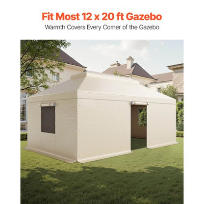 Vinterpaviljongöverdrag passar 3,66 x 6,10 m paviljonger med hård tak, allväderspaviljongöverdrag i dubbla nivåer med sidoväggar och nätfönster, högdensitets PE-slutet förvaringsskydd, paviljonger ingår ej |  EU