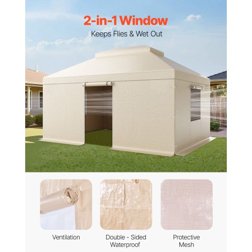 Vinterpaviljongöverdrag passar 3,66 x 4,87 m paviljonger med hård tak, allväderspaviljongöverdrag i dubbla nivåer med sidoväggar och fönster, högdensitets PE-slutet förvaringsskydd, paviljonger ingår ej |  EU