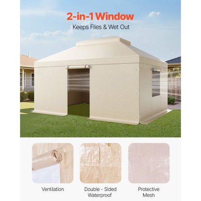 Vinterpaviljongöverdrag passar 3,66 x 4,87 m paviljonger med hård tak, allväderspaviljongöverdrag i dubbla nivåer med sidoväggar och fönster, högdensitets PE-slutet förvaringsskydd, paviljonger ingår ej |  EU