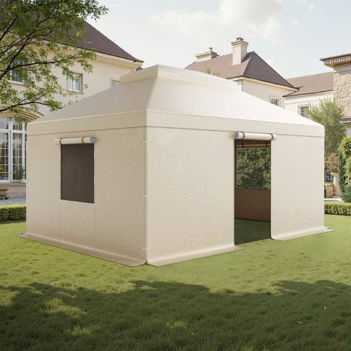 Vinterpaviljongöverdrag passar 3,66 x 4,87 m paviljonger med hård tak, allväderspaviljongöverdrag i dubbla nivåer med sidoväggar och fönster, högdensitets PE-slutet förvaringsskydd, paviljonger ingår ej |  EU