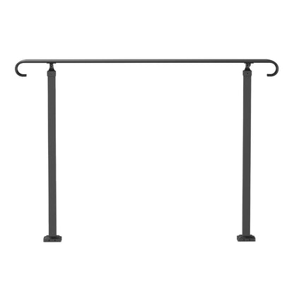 Wrought Iron Railing, Fits 2 or 3 Step Outdoor Stair Railing, Adjustable Porch Handrail, Black Transition Railing for Concrete Stairs or Wood Stairs with Installation Kit
