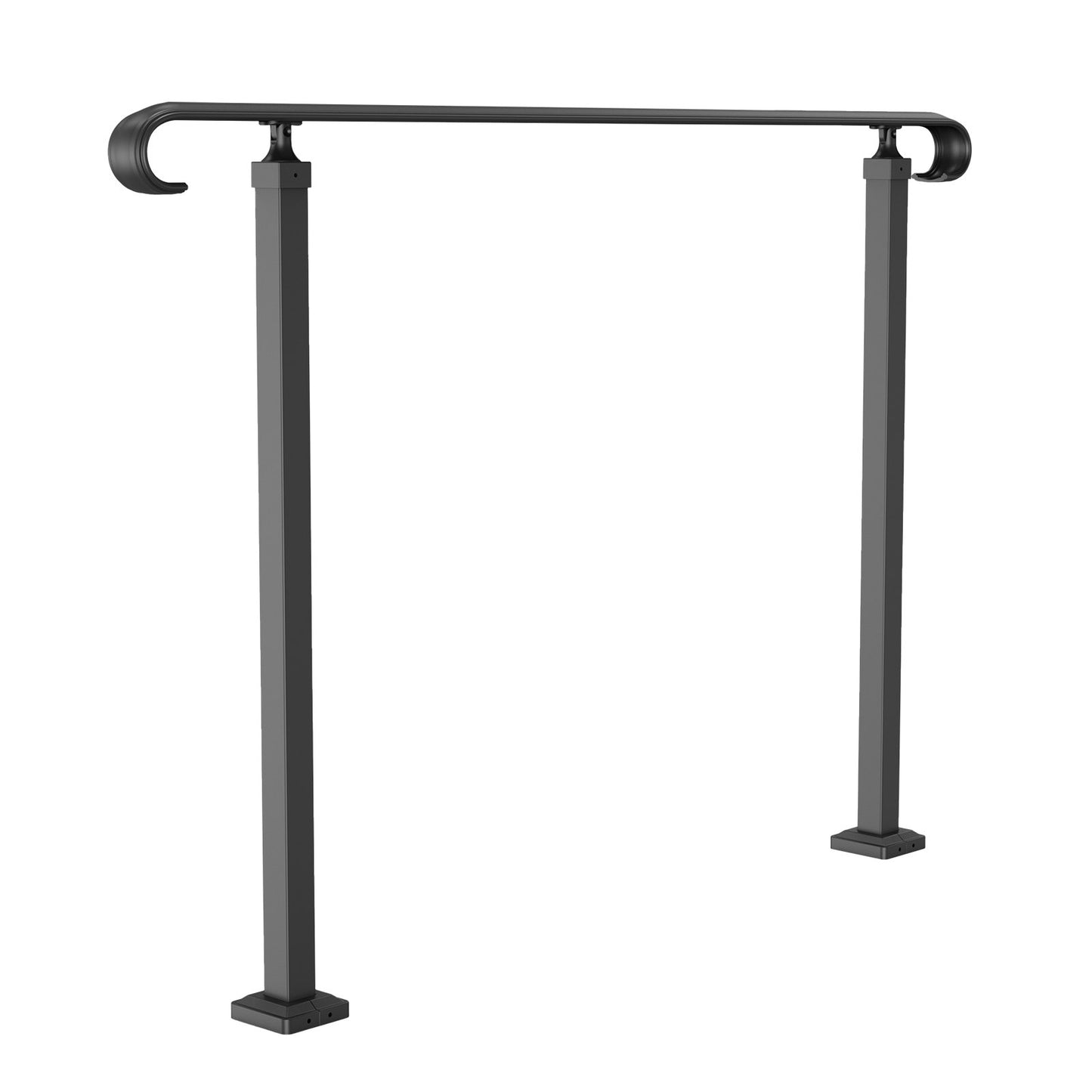 Wrought Iron Railing, Fits 2 or 3 Step Outdoor Stair Railing, Adjustable Porch Handrail, Black Transition Railing for Concrete Stairs or Wood Stairs with Installation Kit