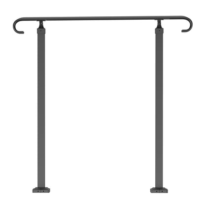 Smidesjärnsräcke, Passar 1 eller 2 stegs utomhustrappräcke, justerbar verandahandstång, svarta övergångsräcke för betongtrappor eller trätrappor med installationssats