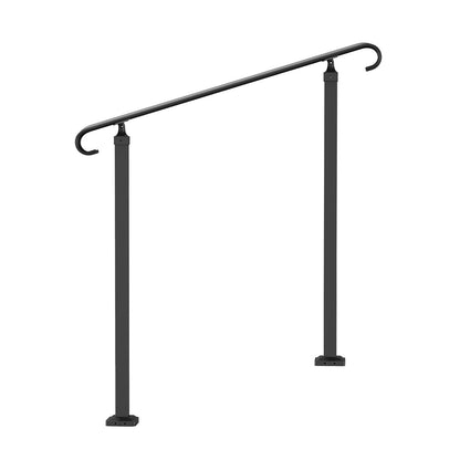 Smidesjärnsräcke, Passar 1 eller 2 stegs utomhustrappräcke, justerbar verandahandstång, svarta övergångsräcke för betongtrappor eller trätrappor med installationssats