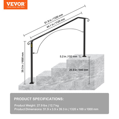 Handrail Arch #3 Fits 3 or 4 steps matte black