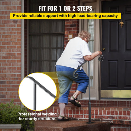 Enkelstolps ledstång Ledstång Smidesjärn Passar 1 eller 2 steg mattgrå