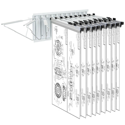 Wall Mount Blueprint Storage Rack Blueprint Hållare med 12 svängbara fästen