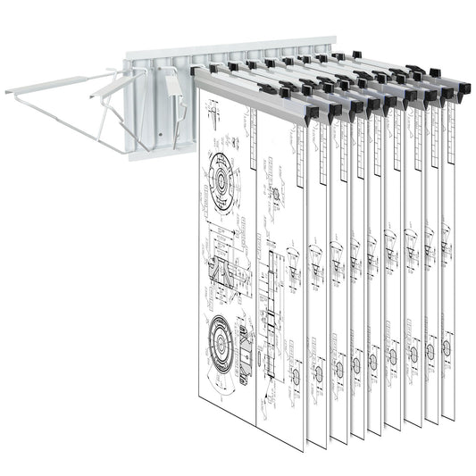 Wall Mount Blueprint Storage Rack Blueprint Hållare med 12 svängbara fästen