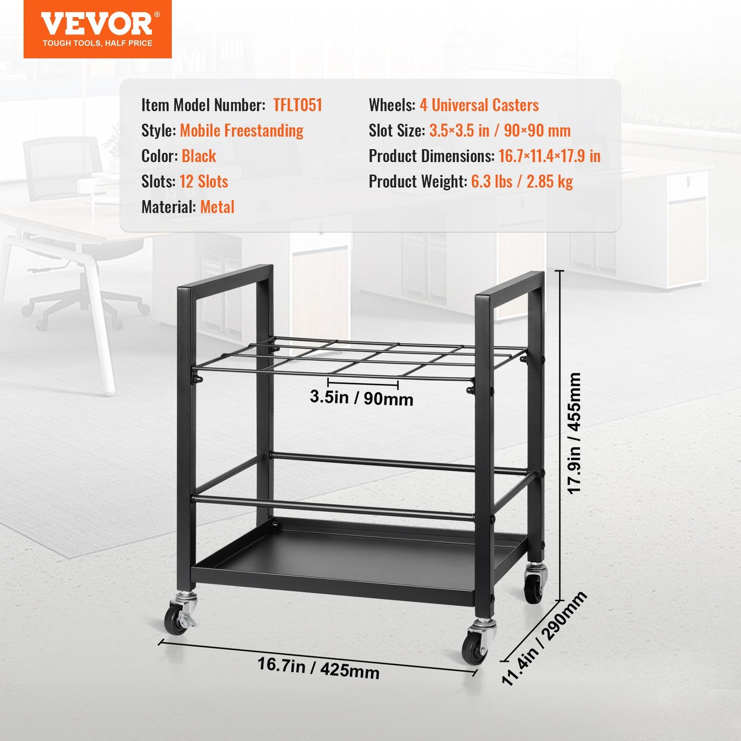 Blueprint Storage Rack 12 platser Mobil rullfilhållare för arkitektonisk