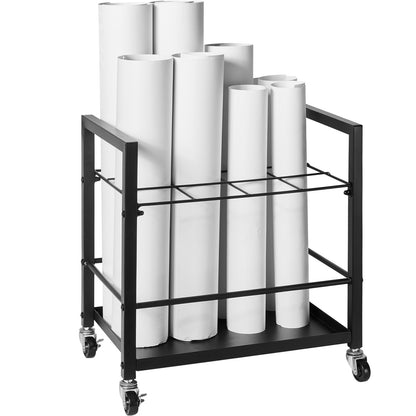 Blueprint Storage Rack 12 platser Mobil rullfilhållare för arkitektonisk