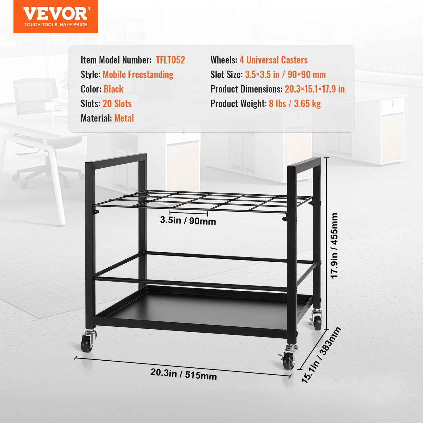 Blueprint Storage Rack 20 platser Mobil rullfilhållare för arkitektonisk