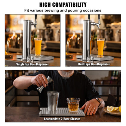 Öl droppbricka 304 rostfritt stål Kegerator droppbrickor med halkfria kuddar