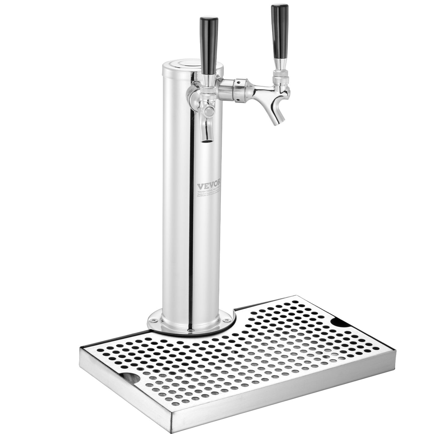 Kegerator Tower Kit, Dual Taps Beer Conversion Kit, Rostfritt stål Keg Beer Tower Dispenser med Dual Gauge W21.8 Regulator & S-System Keg Coupler, Öl droppbricka för Party Home