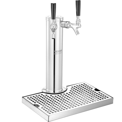 Kegerator Tower Kit, Dual Taps Beer Conversion Kit, Rostfritt stål Keg Beer Tower Dispenser med Dual Gauge W21.8 Regulator & S-System Keg Coupler, Öl droppbricka för Party Home