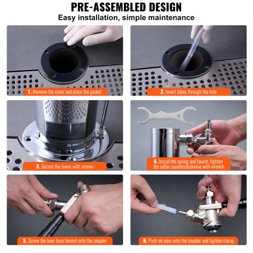 Single Tap Kegerator Tower Kit Kegerator Beer Tower & A-System Keg Coupler |  EU