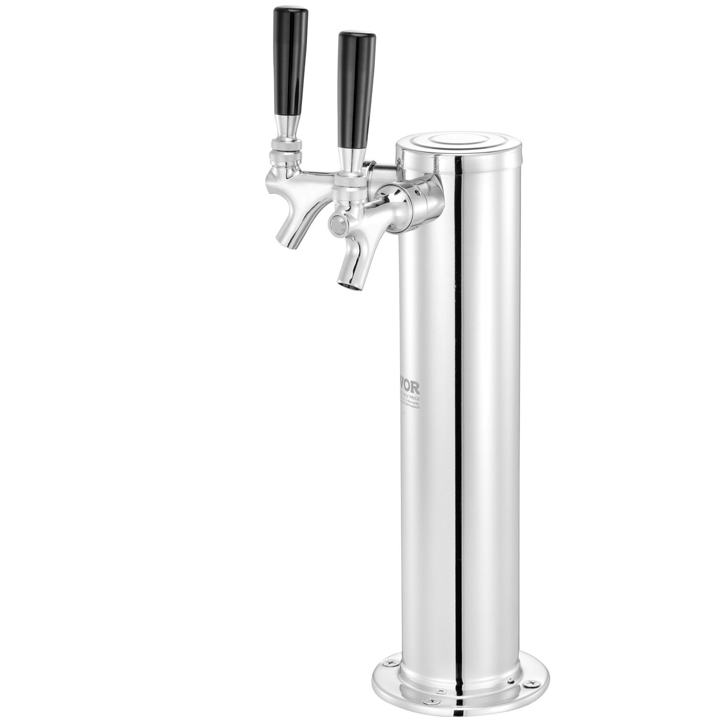 Dual Taps Fat Beer Tower Dispenser, rostfritt stål Keg Beer Tower, Kegerator Tower Kit med förmonterad slang och självstängande kranskaft för fest, bar, pub, restaurang