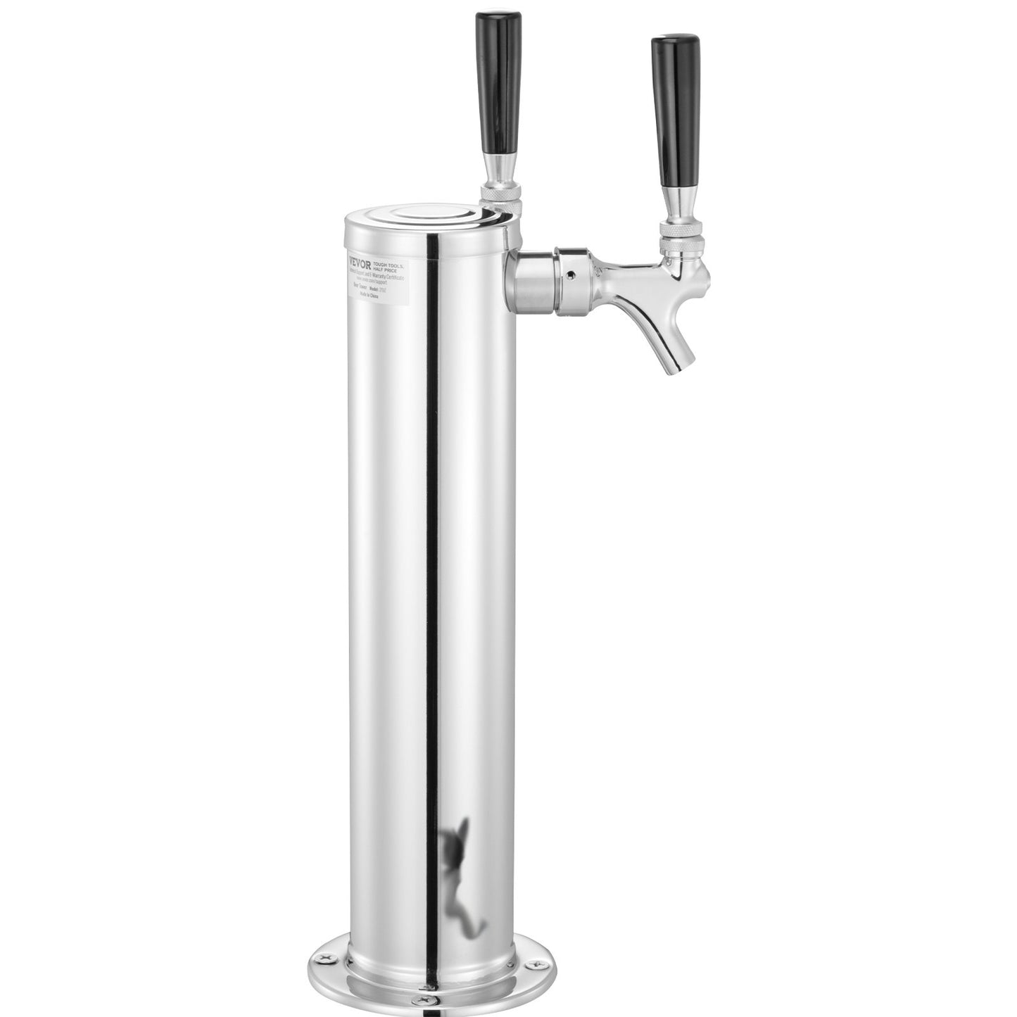 Dual Taps Fat Beer Tower Dispenser, rostfritt stål Keg Beer Tower, Kegerator Tower Kit med förmonterad slang och självstängande kranskaft för fest, bar, pub, restaurang