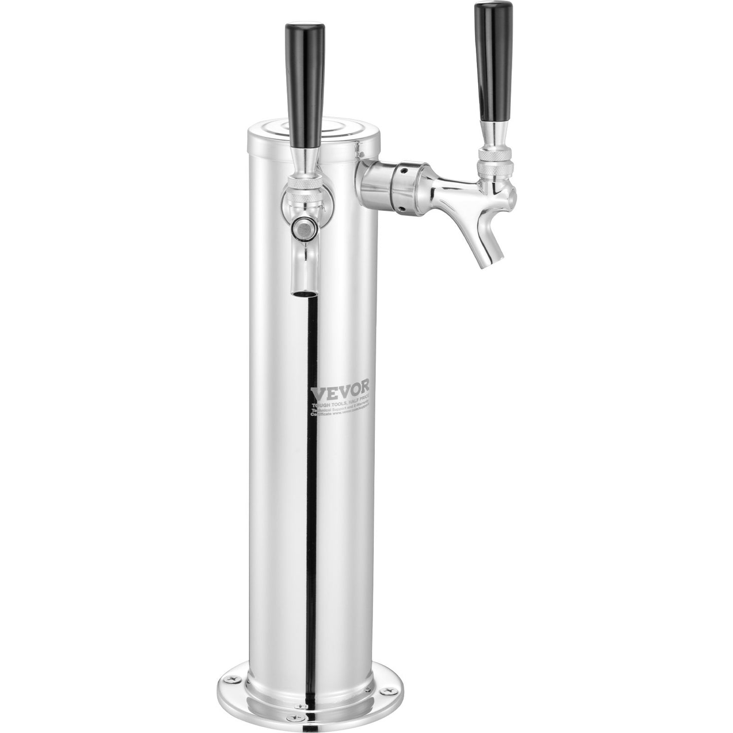 Dual Taps Fat Beer Tower Dispenser, rostfritt stål Keg Beer Tower, Kegerator Tower Kit med förmonterad slang och självstängande kranskaft för fest, bar, pub, restaurang