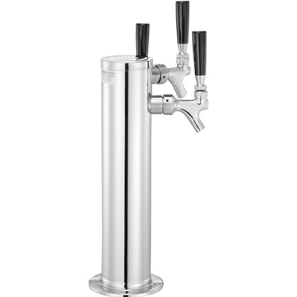 Triple Taps Fatölstornautomat, öltorn i rostfritt stål, Kegerator Tower Kit med förmonterade slangar och självstängande kranskaft för fest, bar, pub, restaurang