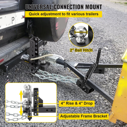 Viktfördelningsfäste, 1000 lb tungkapacitet lastutjämningskoppling med svajkontroll, 2" kula & 4" drop/rise & 4 kedjor & universell ramfäste, no-bounce no-sway bogsering av släp