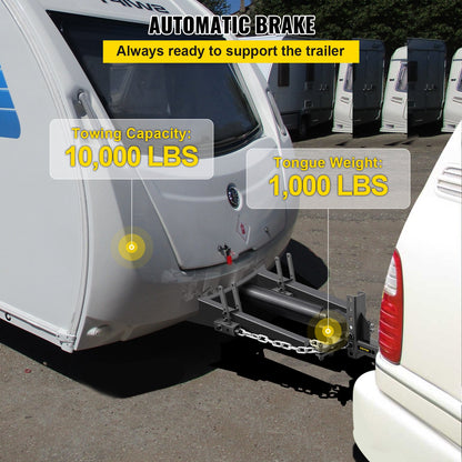 Viktfördelningsfäste, 1000 lb tungkapacitet lastutjämningskoppling med svajkontroll, 2" kula & 4" drop/rise & 4 kedjor & universell ramfäste, no-bounce no-sway bogsering av släp