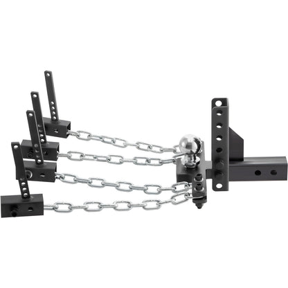 Viktfördelningsfäste, 1000 lb tungkapacitet lastutjämningskoppling med svajkontroll, 2" kula & 4" drop/rise & 4 kedjor & universell ramfäste, no-bounce no-sway bogsering av släp