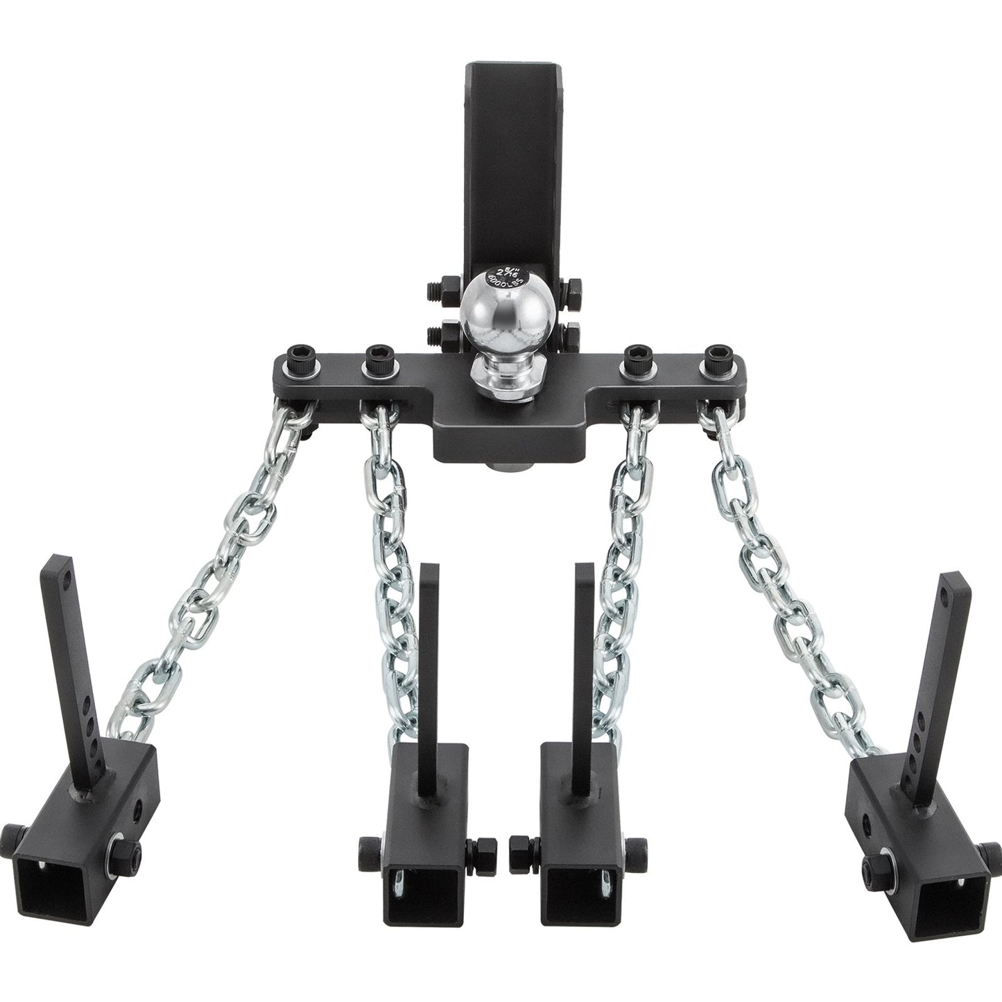 Viktfördelningsfäste, 1000 lb tungkapacitet lastutjämningskoppling med svajkontroll, 2" kula & 4" drop/rise & 4 kedjor & universell ramfäste, no-bounce no-sway bogsering av släp
