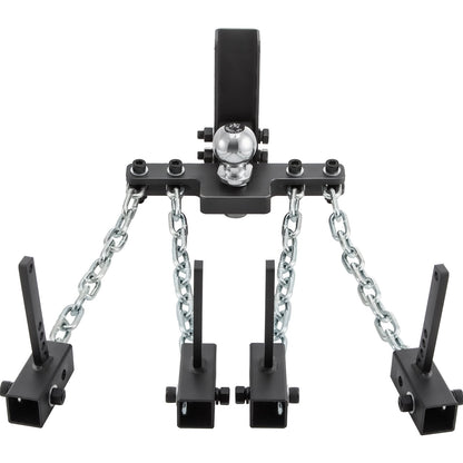 Viktfördelningsfäste, 1000 lb tungkapacitet lastutjämningskoppling med svajkontroll, 2" kula & 4" drop/rise & 4 kedjor & universell ramfäste, no-bounce no-sway bogsering av släp