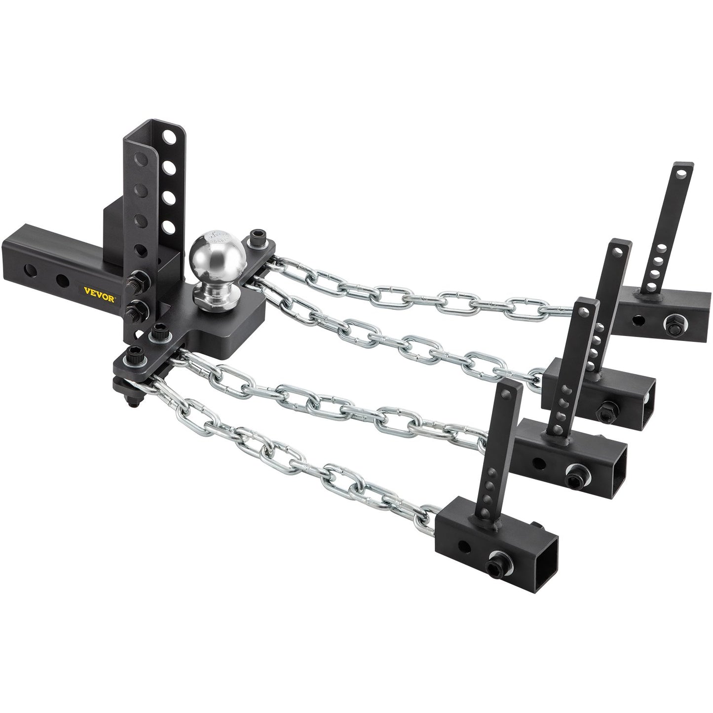 Viktfördelningsfäste, 1000 lb tungkapacitet lastutjämningskoppling med svajkontroll, 2" kula & 4" drop/rise & 4 kedjor & universell ramfäste, no-bounce no-sway bogsering av släp