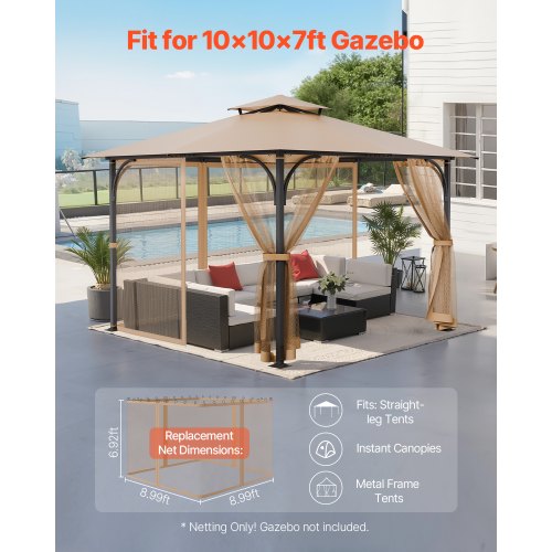 Replacement netting for pavilions, netting for 2.5x2.5x7 feet patio, netting only | EU