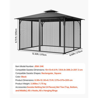 Replacement netting for pavilions for 25x3.3x1.8 m patio, netting only | EU
