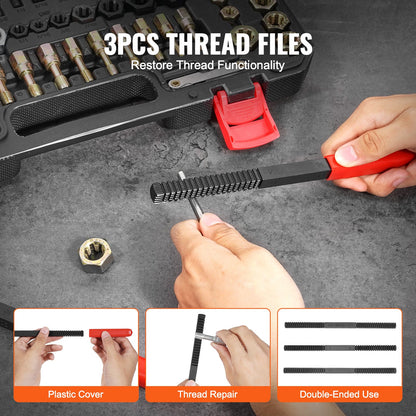 61PCS Thread Tapping Set UNC UNF Metric Thread Restoration Tool Rethreading