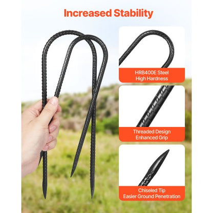 10-inch 12-pack rebar supports heavy duty U-shaped galvanized ground anchors