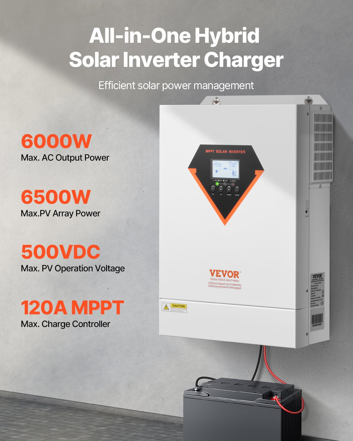 Hybrid Solar Inverter Laddare 6000W 220/230V WIFI Inbyggd 120A MPPT Controller