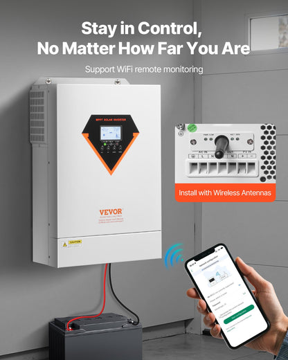 Hybrid Solar Inverter Laddare 6000W 220/230V WIFI Inbyggd 120A MPPT Controller
