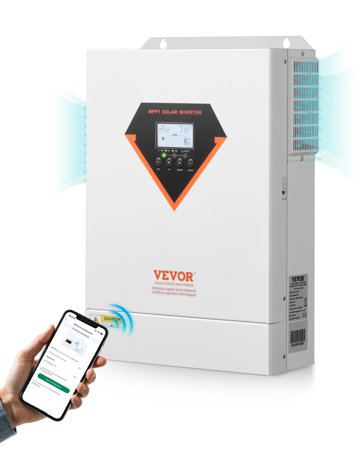 Hybrid Solar Inverter Laddare 6000W 220/230V WIFI Inbyggd 120A MPPT Controller