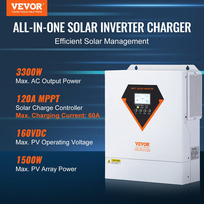 Hybrid-Solarwechselrichter-Ladegerät 3500 W 230 V mit integriertem 60 A MPPT-Controller