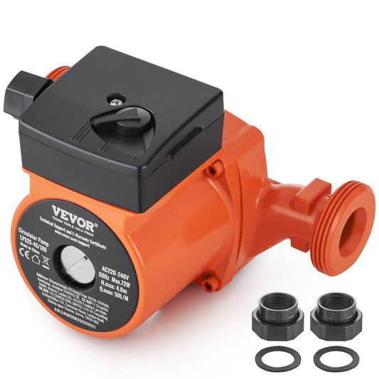 Kurbel-Warmwasser-Umwälzpumpe, Umwälzpumpe aus Gusseisen, 220 V, 72 W, max. Durchfluss 50 l/min, max. Förderhöhe 4 m, 1-1/2-Zoll-Gewindeanschluss, Temperaturbereich von 2 °C bis 110 °C, drei einstellbare Durchflussraten, geräuscharm
