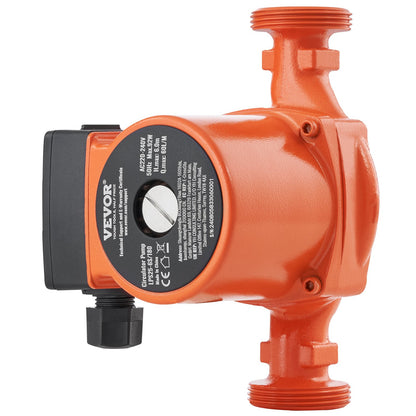 Vevor varmvattencirkulationspump Gjutjärnscirkulationspump 220V 92W, 60 L/min Max flöde, 6m Max huvudlyft, 1-1/2" gängad anslutning, 2°c till 110°c temperaturområde, tre justerbar flödeshastighet Lågt ljud