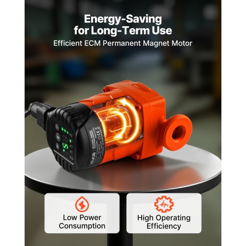 LPS25-6BP/130 Högeffektiv cirkulationspump, 58 LPM, 4 M maxlyft Gjutjärns varmvattencirkulationspump, gängad anslutning, backventil, tyst drift, för värmesystem i hemmet |  EU