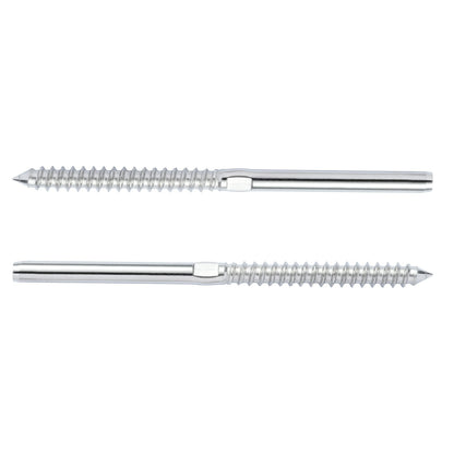 102-pack kabelräcke Swage gängad dubbspänning ände monteringsterminal för 3,2 mm däckkabelräcke, T316 rostfritt stål, kabelräckessträckare 3,2 mm för trä/metallstolpe, silver