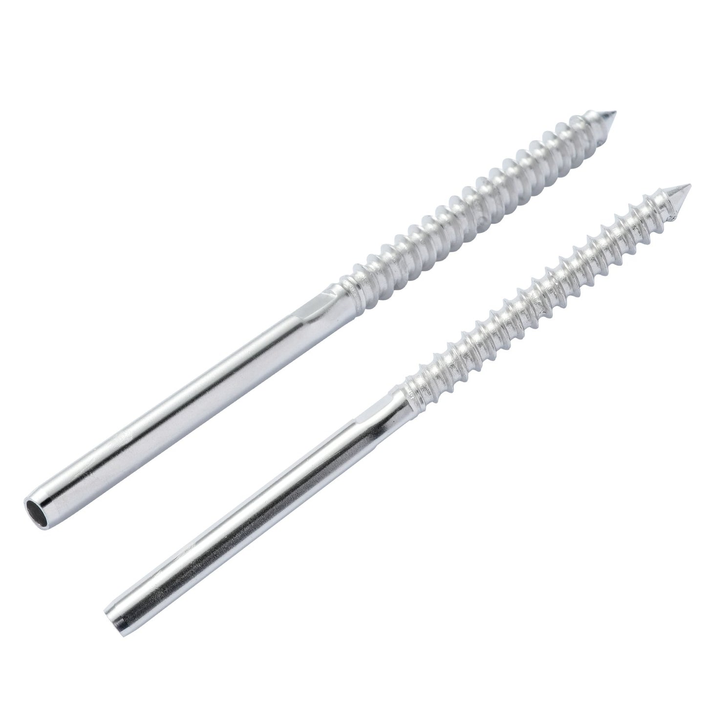 102-pack kabelräcke Swage gängad dubbspänning ände monteringsterminal för 3,2 mm däckkabelräcke, T316 rostfritt stål, kabelräckessträckare 3,2 mm för trä/metallstolpe, silver