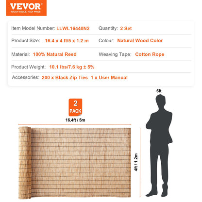 2-pack Reed Fence Landscaping Privacy Blind Fence Screen 16.4' x 4'
