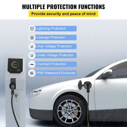 Bärbar elbilsladdare, typ 2 10A, elfordonsladdare 6 meter laddningskabel med UK 3-stiftskontakt, IP66 Max vattentät nivå, 3kW 250V IEC 62196-2 Home EV Laddningsstation med bärväska, CE