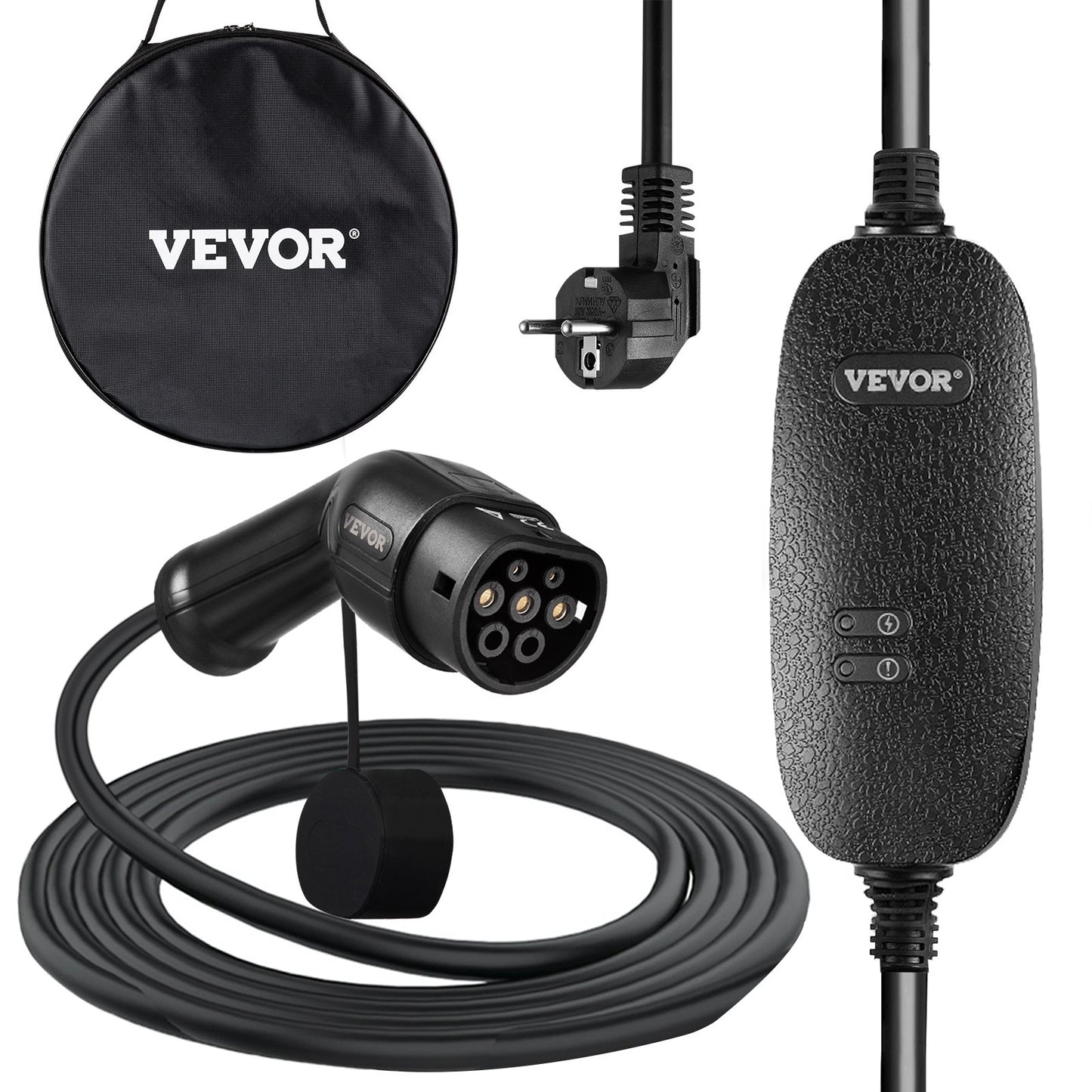 Bärbar elbilsladdare, typ 2 10A, elfordonsladdare 6 meter laddningskabel med UK 3-stiftskontakt, IP66 Max vattentät nivå, 3kW 250V IEC 62196-2 Home EV Laddningsstation med bärväska, CE