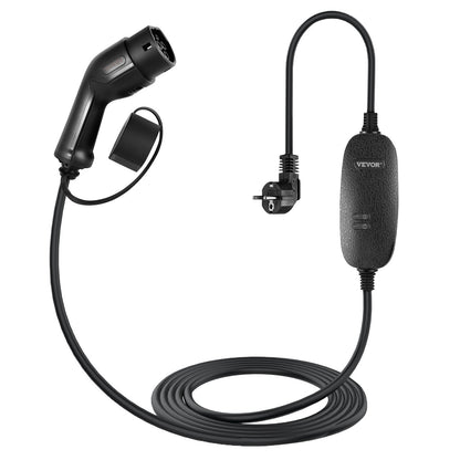 Bärbar elbilsladdare, typ 2 10A, elfordonsladdare 6 meter laddningskabel med UK 3-stiftskontakt, IP66 Max vattentät nivå, 3kW 250V IEC 62196-2 Home EV Laddningsstation med bärväska, CE