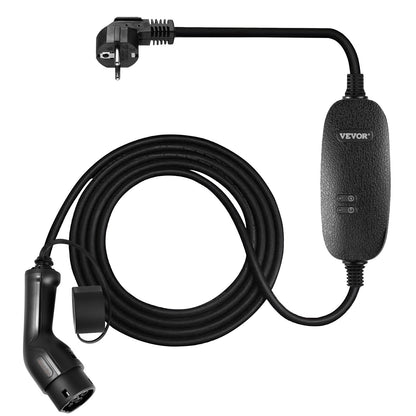Bärbar elbilsladdare, typ 2 10A, elfordonsladdare 6 meter laddningskabel med UK 3-stiftskontakt, IP66 Max vattentät nivå, 3kW 250V IEC 62196-2 Home EV Laddningsstation med bärväska, CE