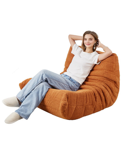 L-formad Bean Bag Stol med mjuka armstöd och förvaringsficka Brun