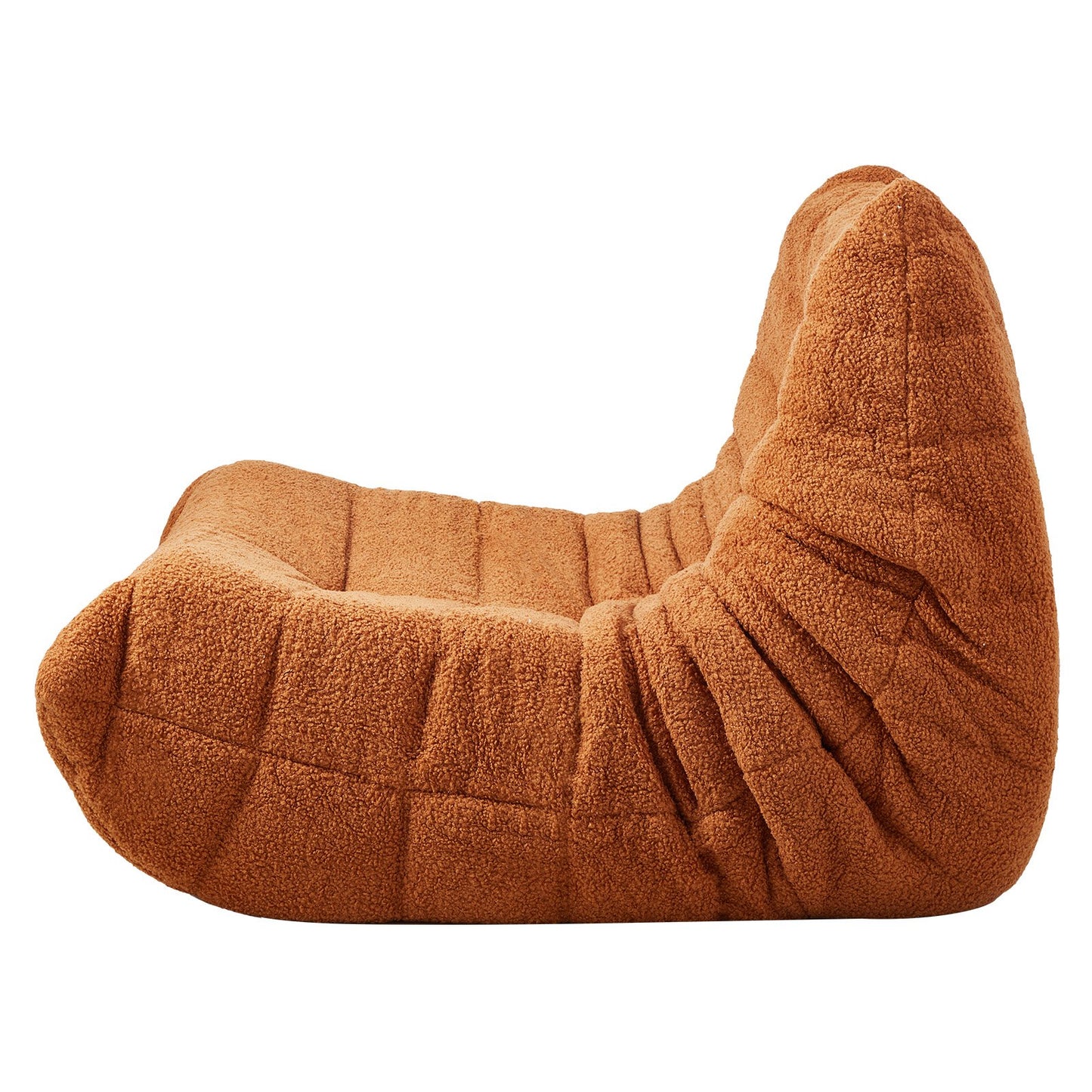 L-formad Bean Bag Stol med mjuka armstöd och förvaringsficka Brun